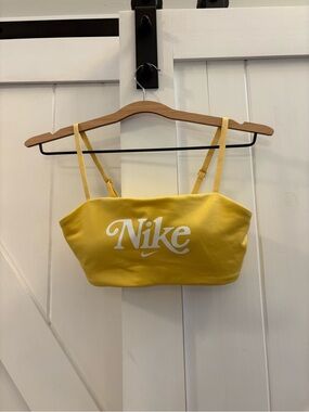 Nike Dri-Fit Y2k Indy Butter Yellow Sports Crop Top with Convertible Straps